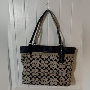 Navy and Taupe Coach Purse